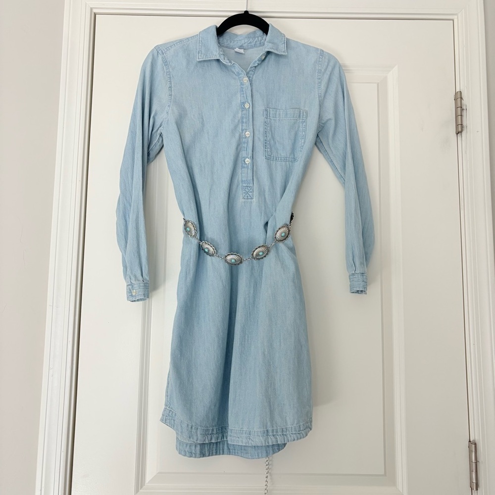 Old Navy Women’s Light Wash Denim Long Sleeve Dress